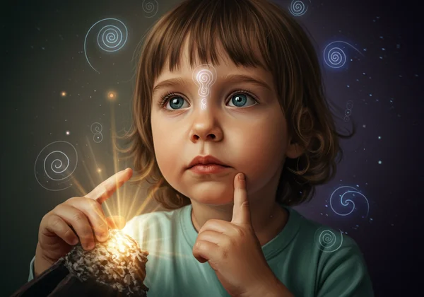 Enfant traitant les informations sensorielles, montrant une pensée profonde.
