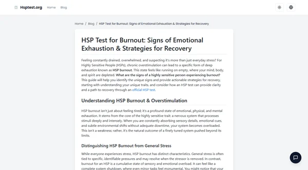 HSP Test for Burnout: Signs of Emotional Exhaustion & Strategies for Recovery