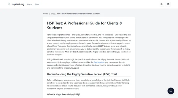 HSP Test: A Professional Guide for Clients & Students