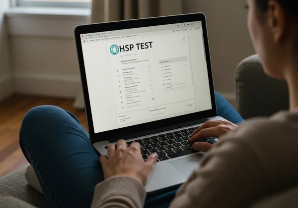 Person taking an HSP sensitivity test on a laptop