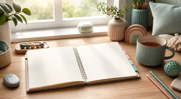 Calm notebook by a window
