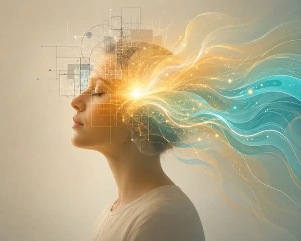 Conceptual illustration of a unique radiant mind turning sensitivity into strengths