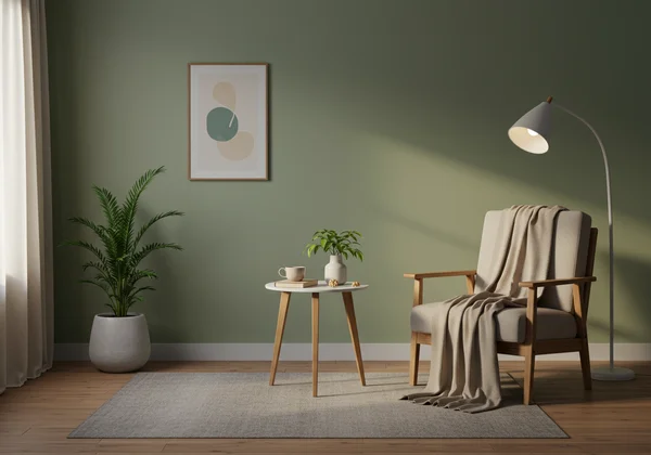 A calming, minimalist sanctuary room for relaxation and recovery.