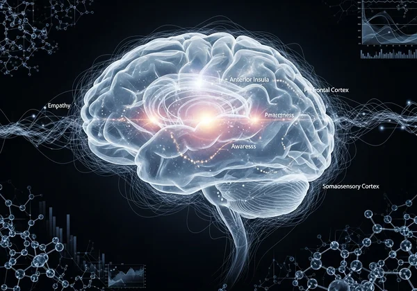 Stylized brain showing areas of increased activity from research