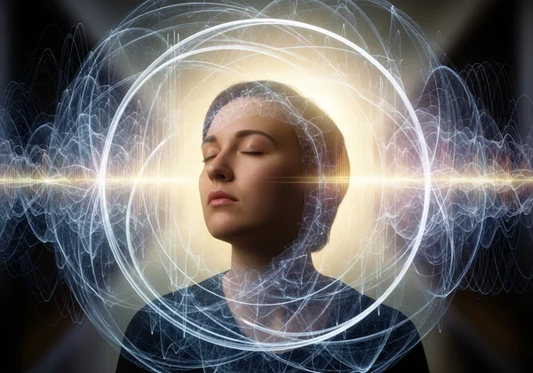Person experiencing sensory input deeply.